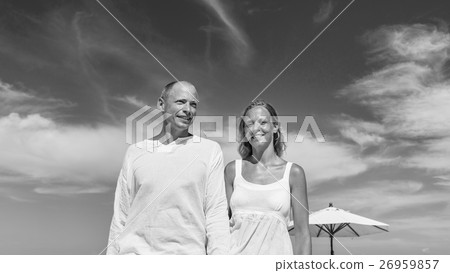 Couple Beach Cheerful Summer Vacation Tropical Concept Couple Beach Cheerful Summer Vacation Tropical Concept 26959857