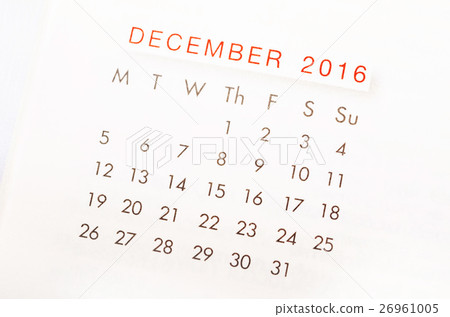Close up calendar of December 2016 Close up calendar of December 2016 26961005
