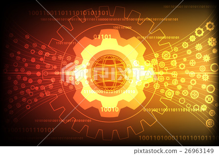 Gear wheel transform on orange background Gear wheel transform on orange background 26963149
