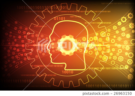 Gear wheel transform through human head silhouette Gear wheel transform through human head silhouette 26963150