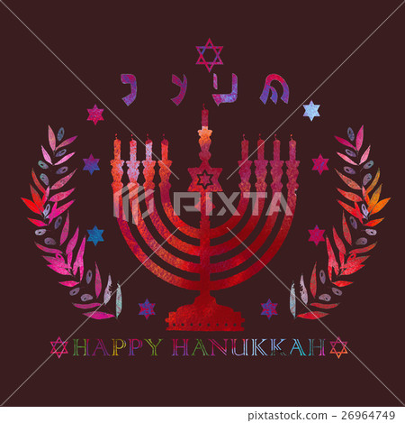 Jewish traditional holiday Hannukah. Greeting card Jewish traditional holiday Hannukah. Greeting card 26964749