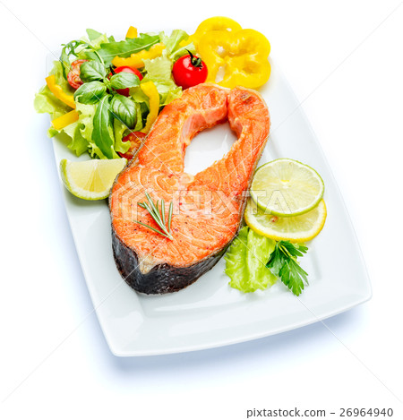 Crispy roasted salmon steak Crispy roasted salmon steak 26964940