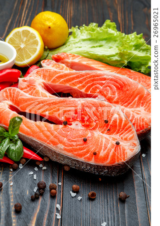 Fresh Raw Salmon Red Fish Steak Fresh Raw Salmon Red Fish Steak 26965021