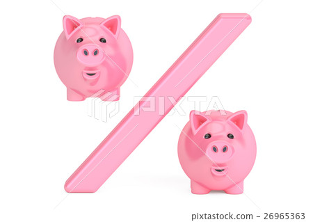 piggy bank percent concept, 3D rendering 26965363