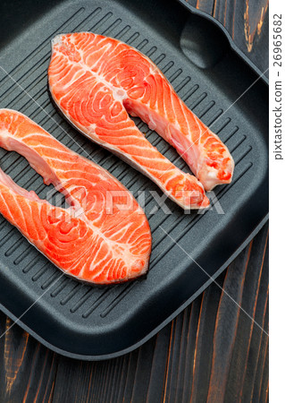 Fresh Raw Salmon Red Fish Steak 26965682