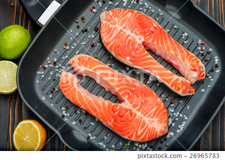 Fresh Raw Salmon Red Fish Steak Fresh Raw Salmon Red Fish Steak 26965783