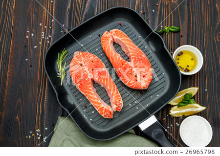 Fresh Raw Salmon Red Fish Steak Fresh Raw Salmon Red Fish Steak 26965798