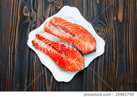 Fresh Raw Salmon Red Fish Steak Fresh Raw Salmon Red Fish Steak 26965799