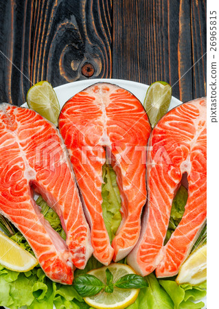 Fresh Raw Salmon Red Fish Steak 26965815