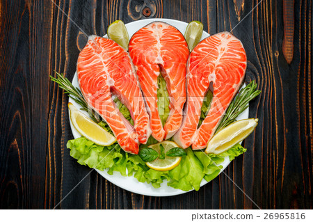 Fresh Raw Salmon Red Fish Steak 26965816