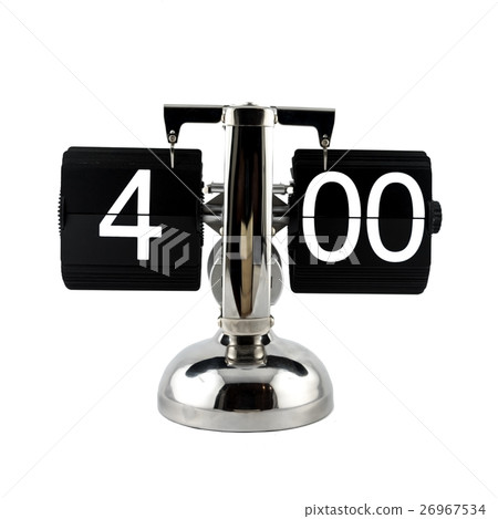Isolated vintage flip clock at four o'clock 26967534