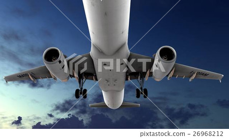 Generic Jet Generic jet airliner in a beautiful cloudy sky 3d - Stock Illustration ...