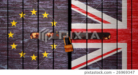 3d Illustration of Brexit, Flags of the United 3d Illustration of Brexit, Flags of the United 26969347