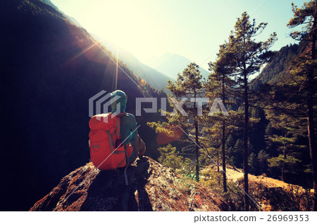 successful hiker enjoy the sunrise successful hiker enjoy the sunrise 26969353