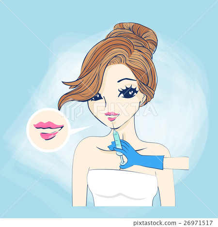 woman injection on her mouth 26971517