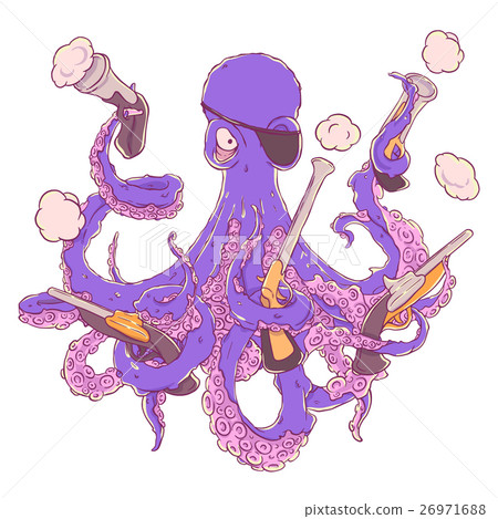 Angry pirate-octopus with a firearm in hand 26971688