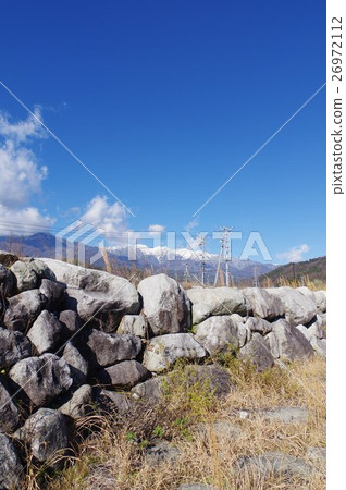 Shinshu Ichi Nakagawa村文化資產滲透堤防江戶時代的Tenryu河堤防洪水 26972112