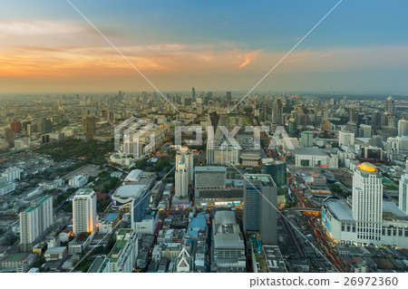 Top view Bangkok city during sunset Top view Bangkok city during sunset 26972360