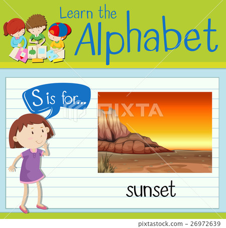 Flashcard letter S is for sunset 26972639