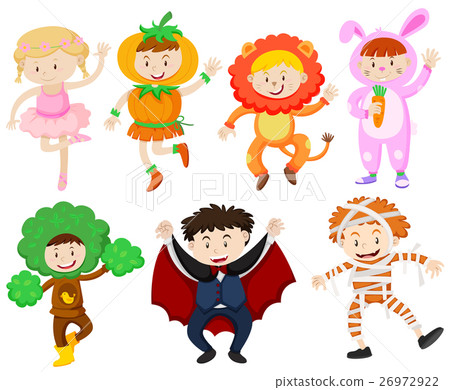 Many children in different costumes Many children in different costumes 26972922