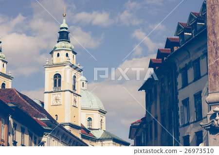 One of the central streets the city Ljubljana One of the central streets the city Ljubljana 26973510