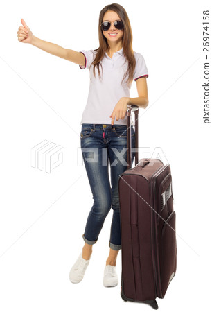 Young traveling girl isolated Young traveling girl isolated 26974158