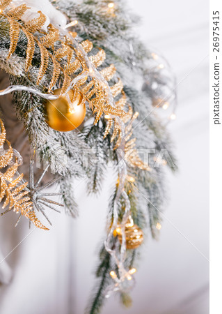 light from the garlands. Christmas tree decorated light from the garlands. Christmas tree decorated 26975415
