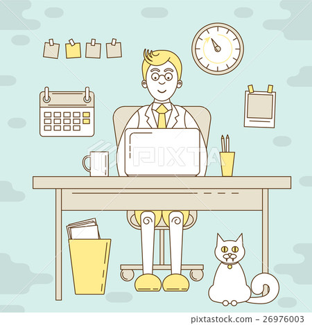 Freelancer working on computer. Freelancer working on computer. 26976003