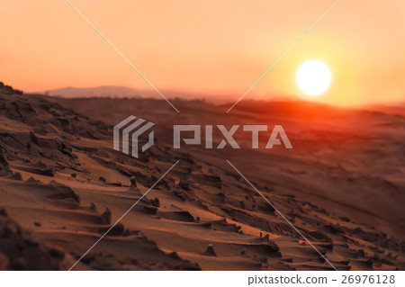 Footprints and sunsets of Tottori sand dunes 26976128