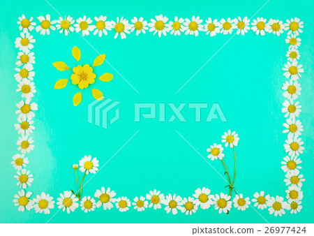 Frame with flowers and sun of daisies 26977424