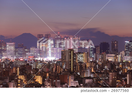 Fuji and the night view of Shinjuku secondary city center Fuji and the night view of Shinjuku secondary city center 26977560