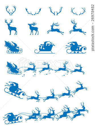 Santa Claus silhouette riding a sleigh with deers. 26978482