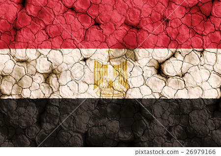 乾裂土壤上的埃及國旗特寫紋理背景（高分辨率 3D CG 渲染∕著色插圖）飢荒乾旱自然災害 26979166