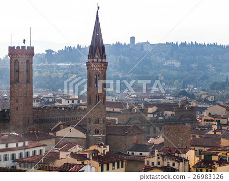above view towers of Badia Fiorentina in Florence 26983126