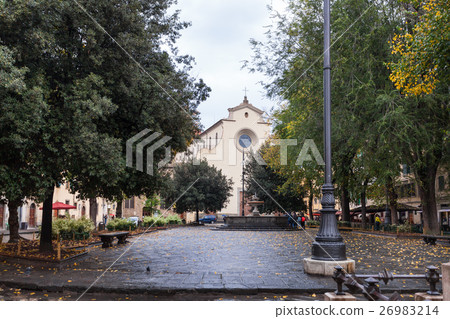 Piazza Santo Spirito with fountain and Basilica 26983214