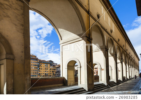 vasari corridor along quay in Florence city 26983285