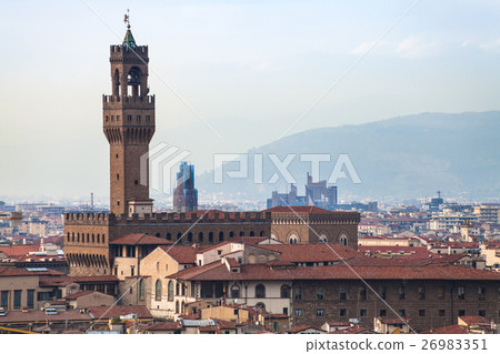 above view of Palazzo Vecchio in Florence town above view of Palazzo Vecchio in Florence town 26983351