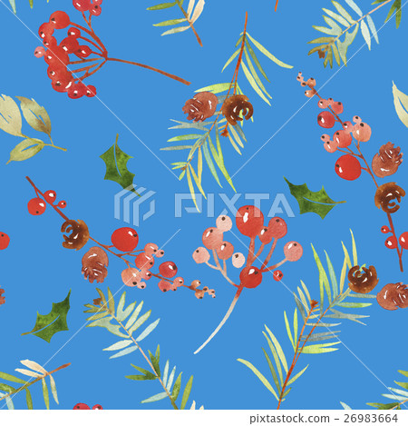 Watercolor seamless Christmas pattern - Stock Illustration [26983664 ...