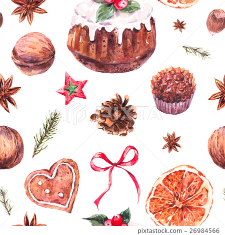 Watercolor Christmas seamless pattern with 26984566