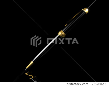 Black pen isolated on black background, 3D render Black pen isolated on black background, 3D render 26984643