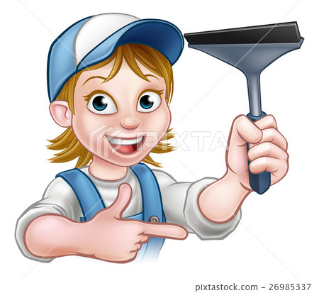 Woman Window Cleaner Cartoon Character Woman Window Cleaner Cartoon Character 26985337
