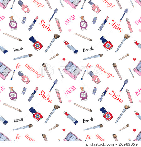 Make up cosmetic and beauty items seamless pattern Make up cosmetic and beauty items seamless pattern 26989359