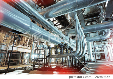 Industrial zone, Steel pipelines, valves ladders Industrial zone, Steel pipelines, valves ladders 26989836