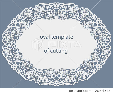 Greeting  card  oval border, paper doily  26991322