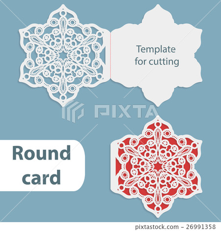 Laser cut wedding round card template Laser cut wedding round card template 26991358