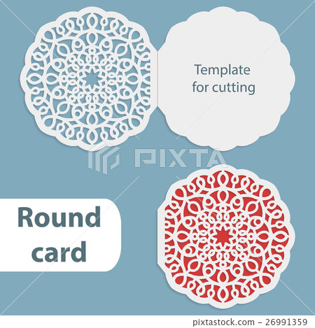 Laser cut wedding round card template Laser cut wedding round card template 26991359