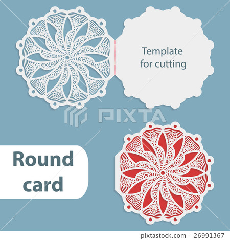 Laser cut wedding round card template 26991367