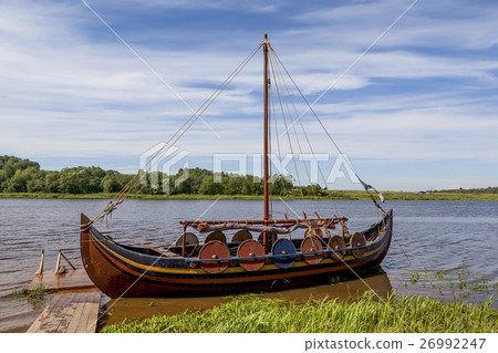 Boat on the river Volkhov. Lyubsha. Russia. 26992247