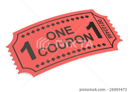 one coupon, ticket. 3D rendering 26993473