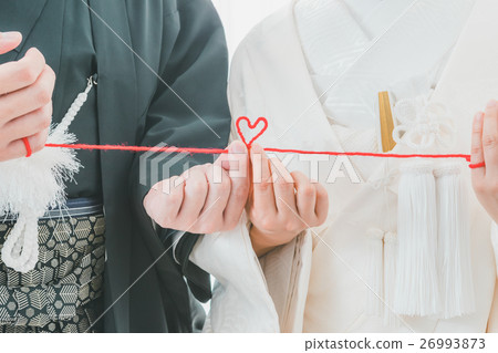 red string, tying red cords, bridal couple 26993873
